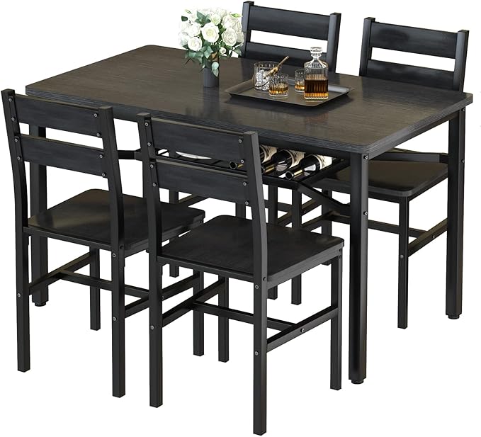 5-Piece Farmhouse Dining Table Set for 4