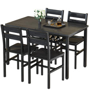 Hooseng Dining Table Set for 4, Wood Kitchen Table Chairs Set with Storage, Farmhouse 5 Piece Dining Room Table Set, Space-Saving Dinette Set for Breakfast Nook, Apartment (Black)