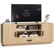 Fluted TV Stand with Storage Cabinets & Drawer, Fits TVs Up to 70"