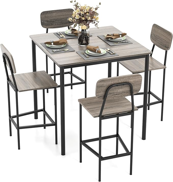 Counter Height Dining Table Set with 4 Stools