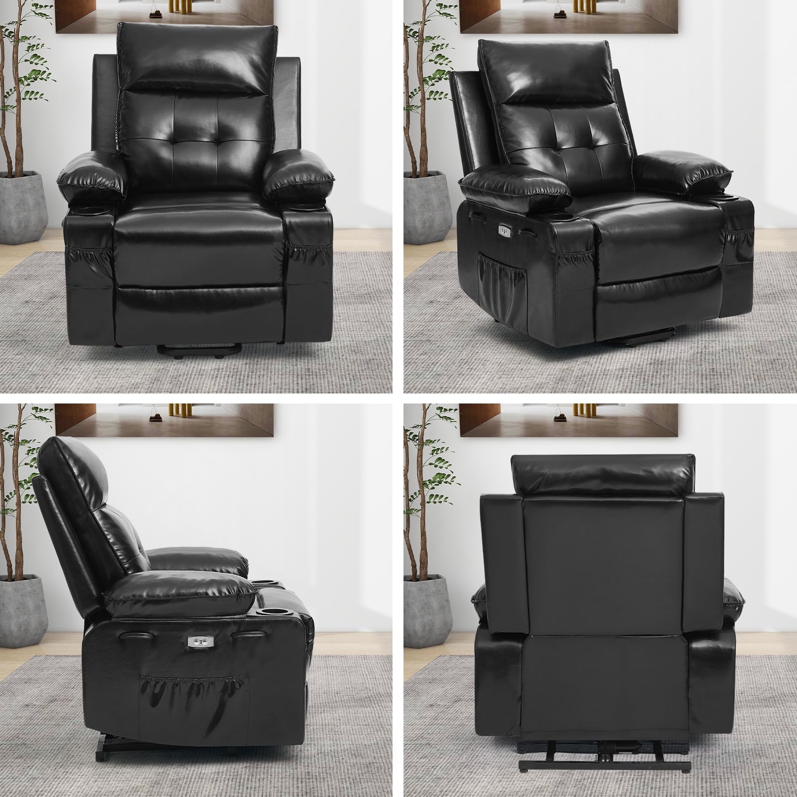 Polar Aurora Power Lift Chair for Elderly,Electric Recliner Chair with Vibrating Massage & Heating,Living Room Chair with Thickened armrest,USB Ports,2 Cup Holders