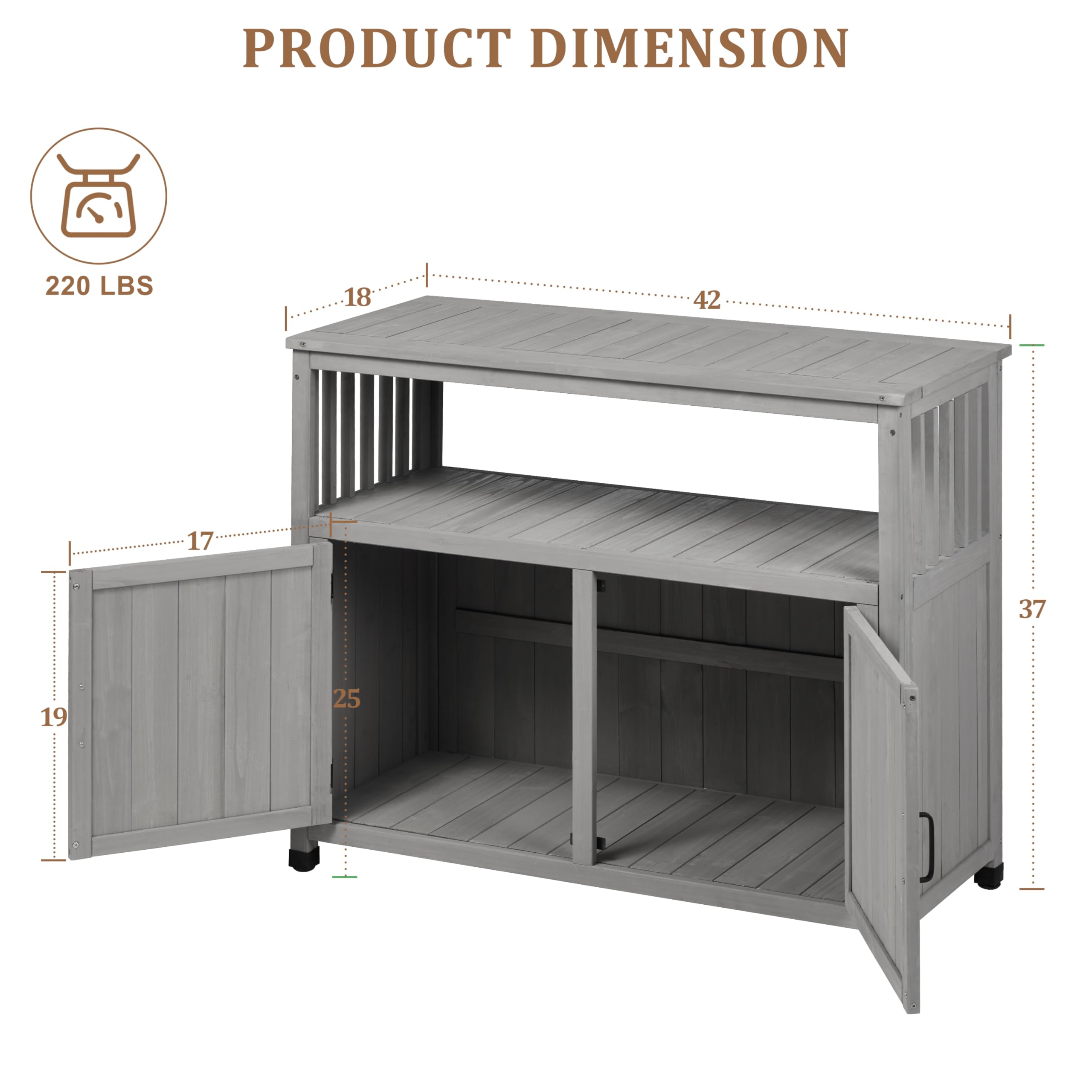 Cedar Outdoor Patio Bar Table with Storage Cabinet