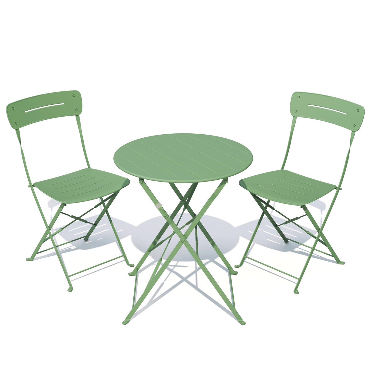 Grand patio Premium Frame Patio Bistro Set, Colorful Folding Outdoor Patio Furniture Sets, 3-Piece Patio Table and Chair Set, Sage Green