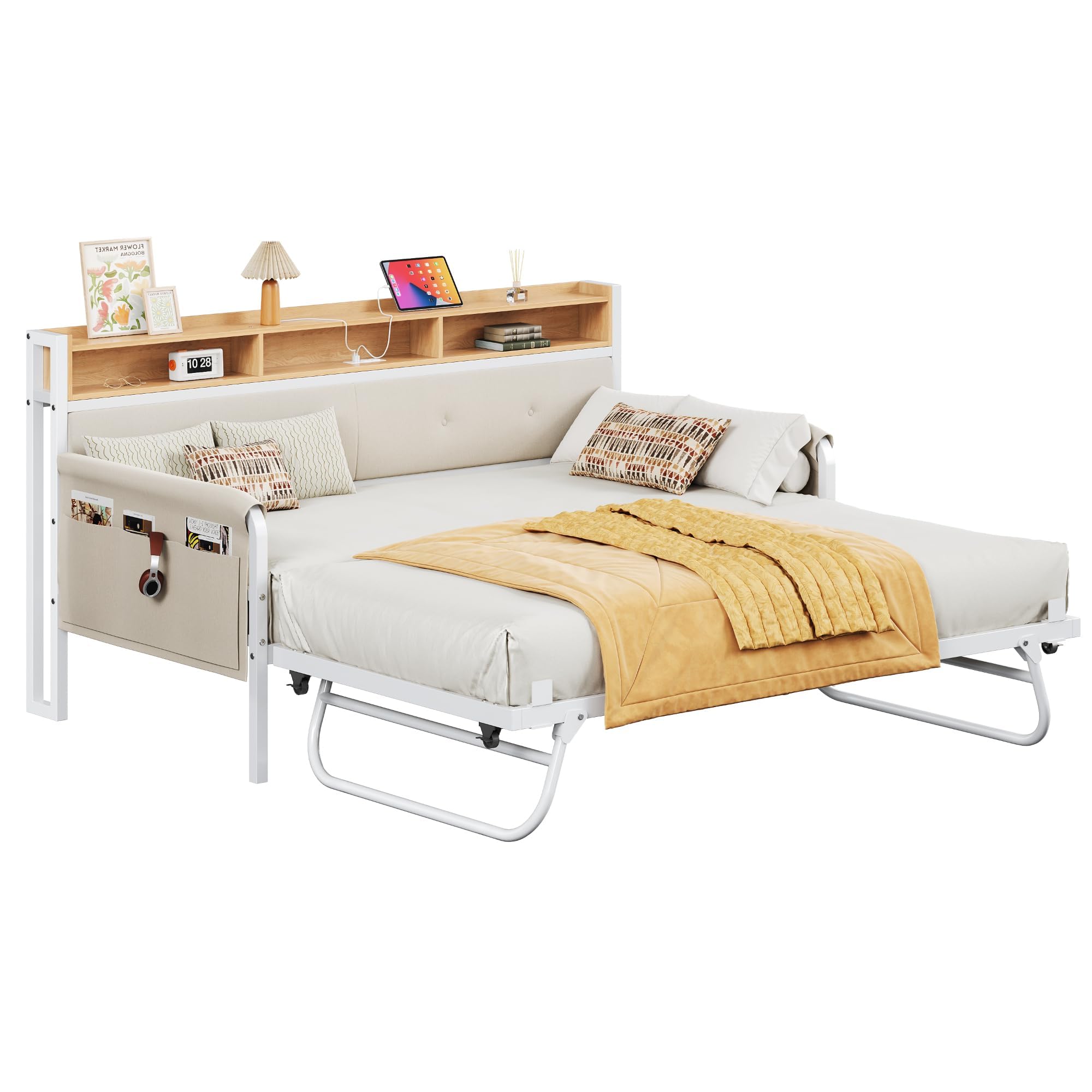 Twin Daybed with Trundle & Charging Station