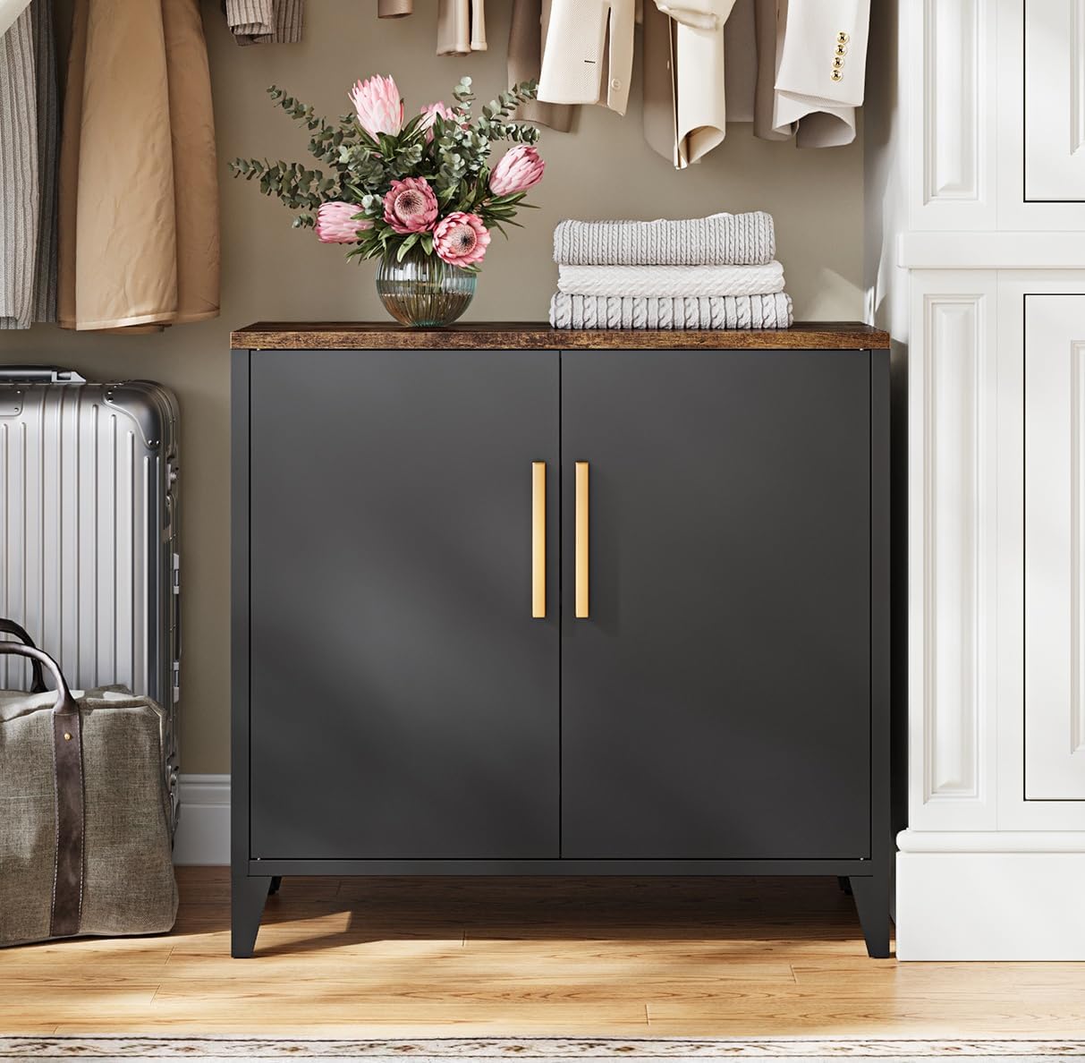 Metal Storage Cabinet with 2 Doors and Adjustable Shelves