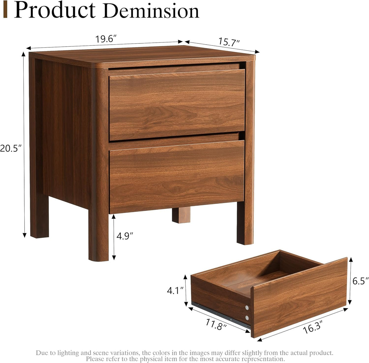 Furniway Mid Century Coffee Table Set, Living Room Table Set of 3 with Sliding Door Storage, Coffee Table and 2 End Tables, Walnut