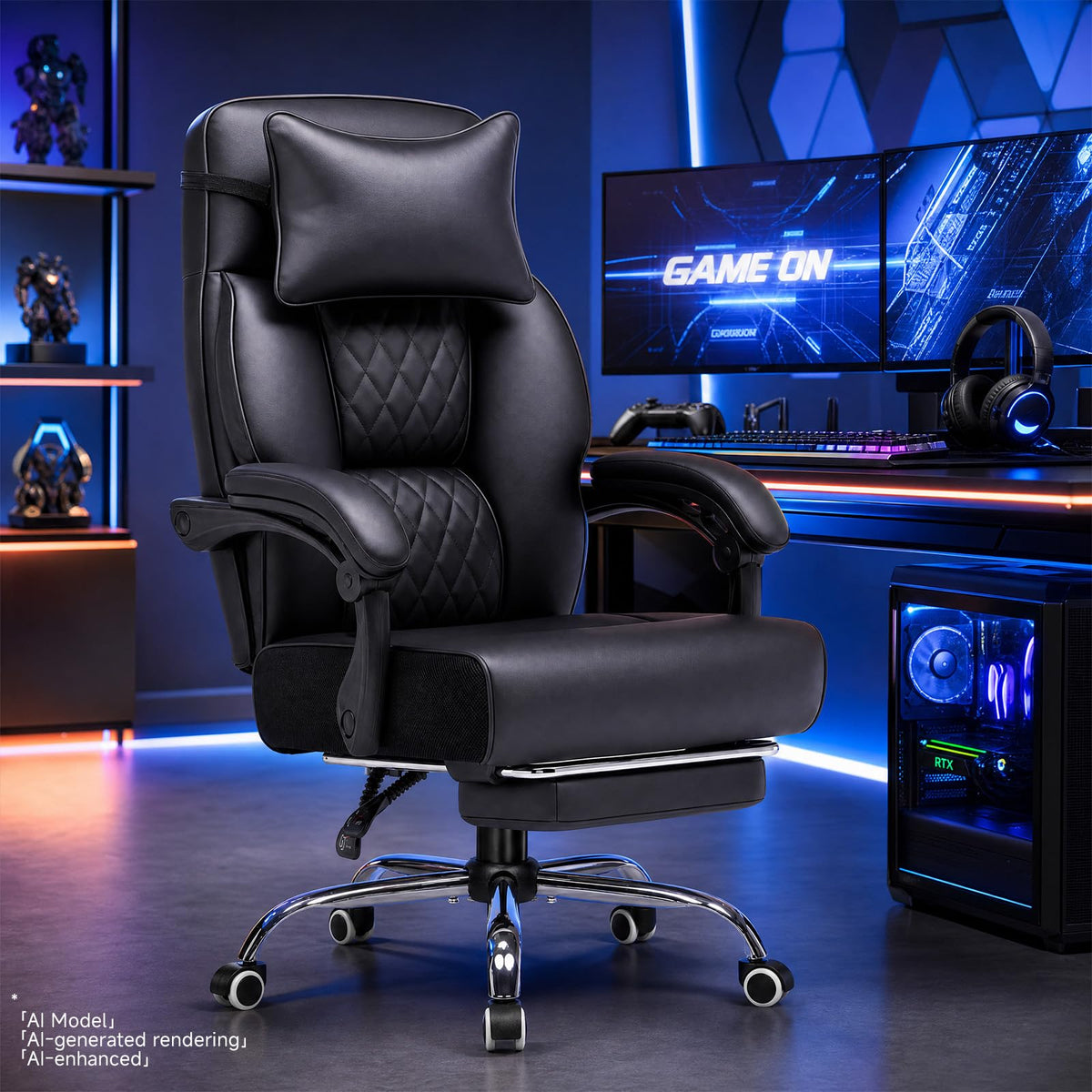 GTPLAYER Big and Tall Office Chair Heavy Duty Ergonomic Gaming Chair Black