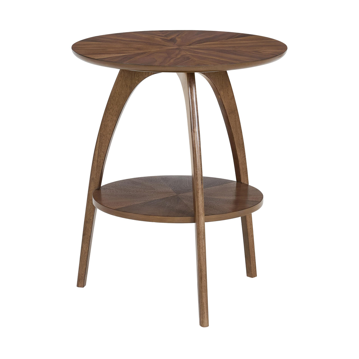 Round Wood End Table with Shelf