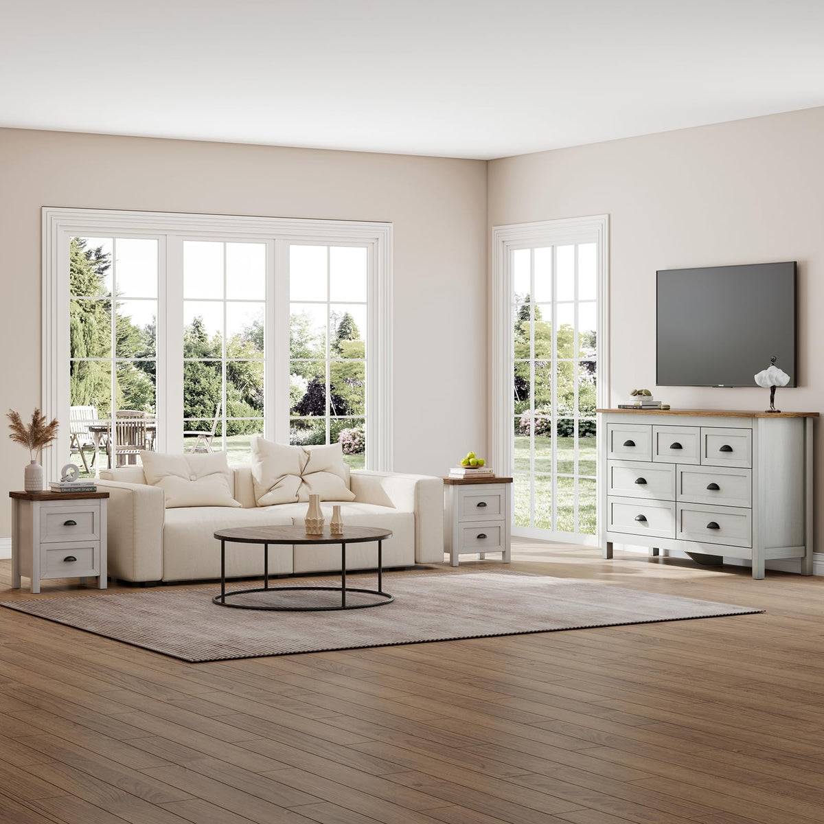 White Dresser and Nightstand Set