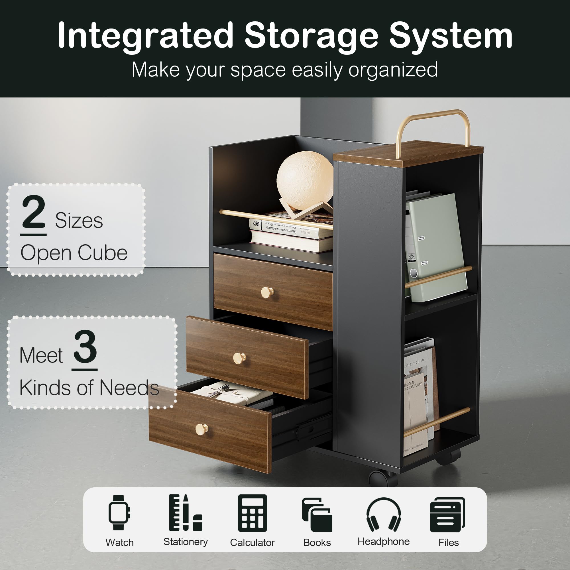 L-Shaped Electric Standing Desk with File Cabinets, 71"