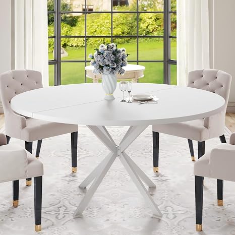 47" Round Dining Table with Metal Legs
