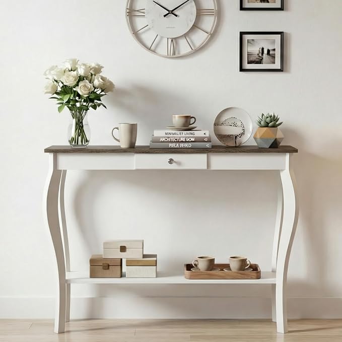 39" Narrow Console Table with Drawer, Espresso