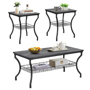 3-Piece Coffee & End Table Set with Storage Shelves