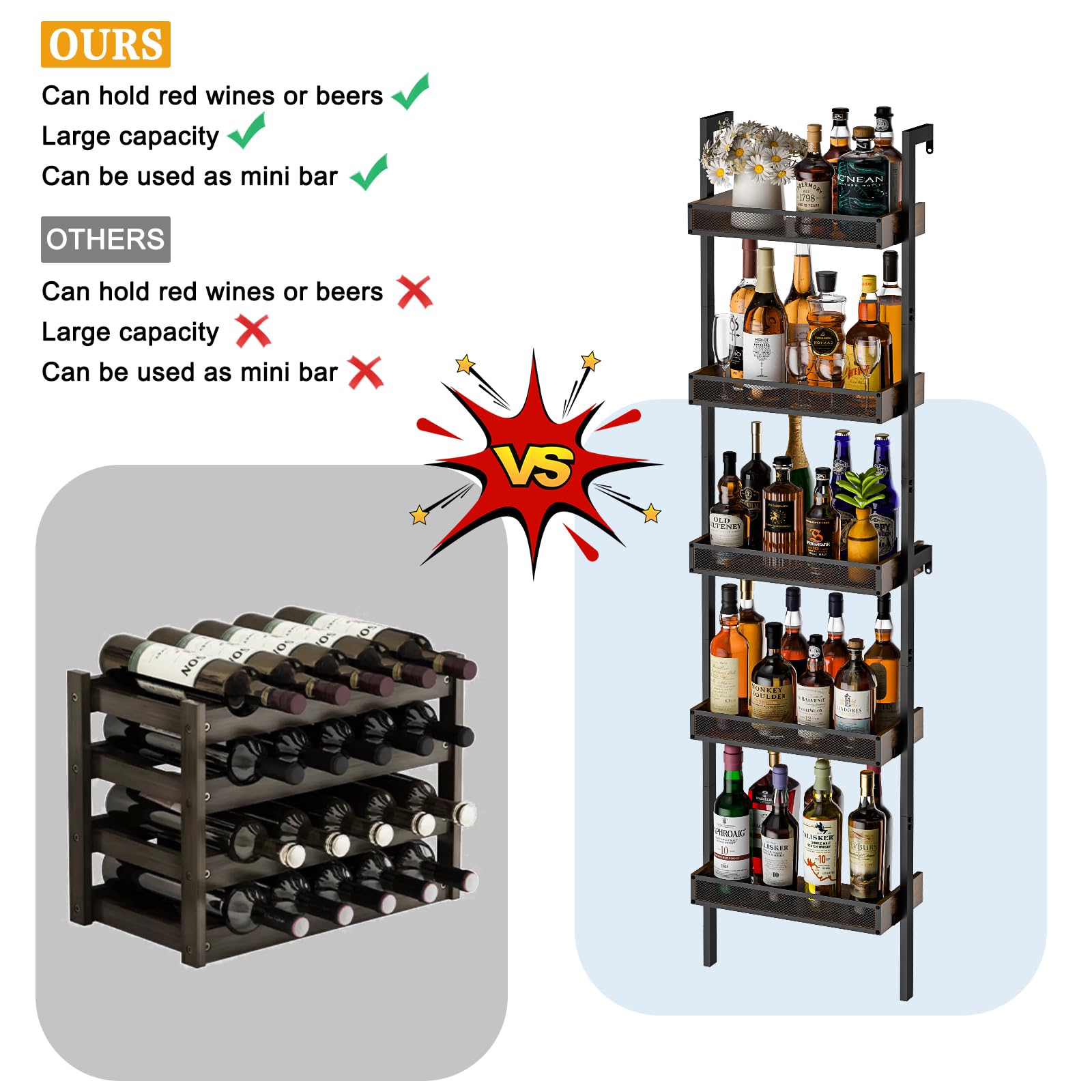 5-Tier Floor Wine Rack – 50 Bottle