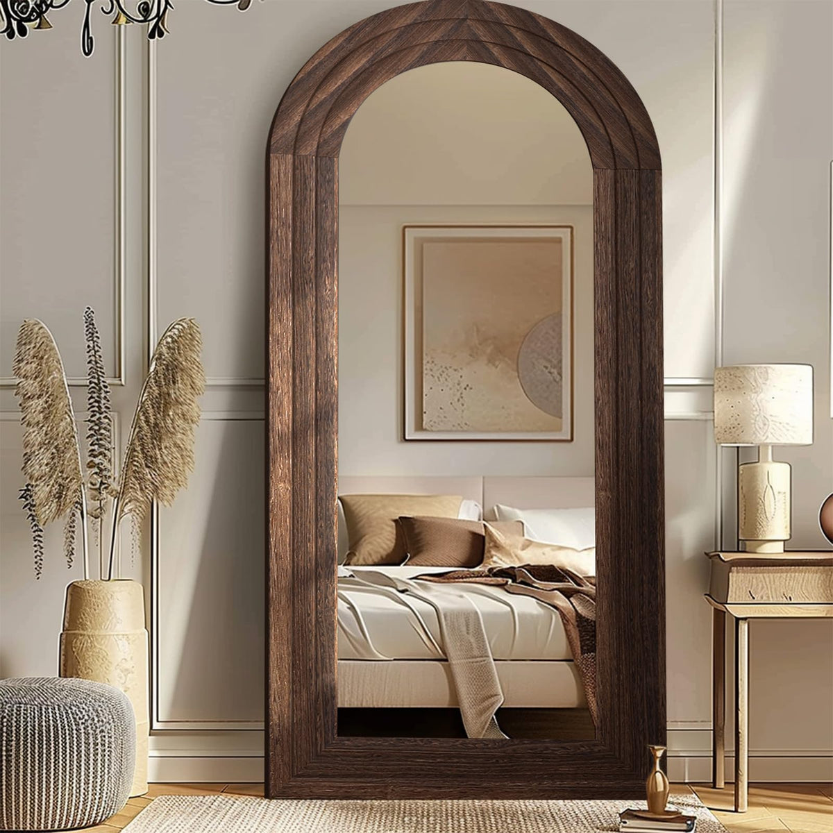 Arched Solid Wood Full-Length Mirror