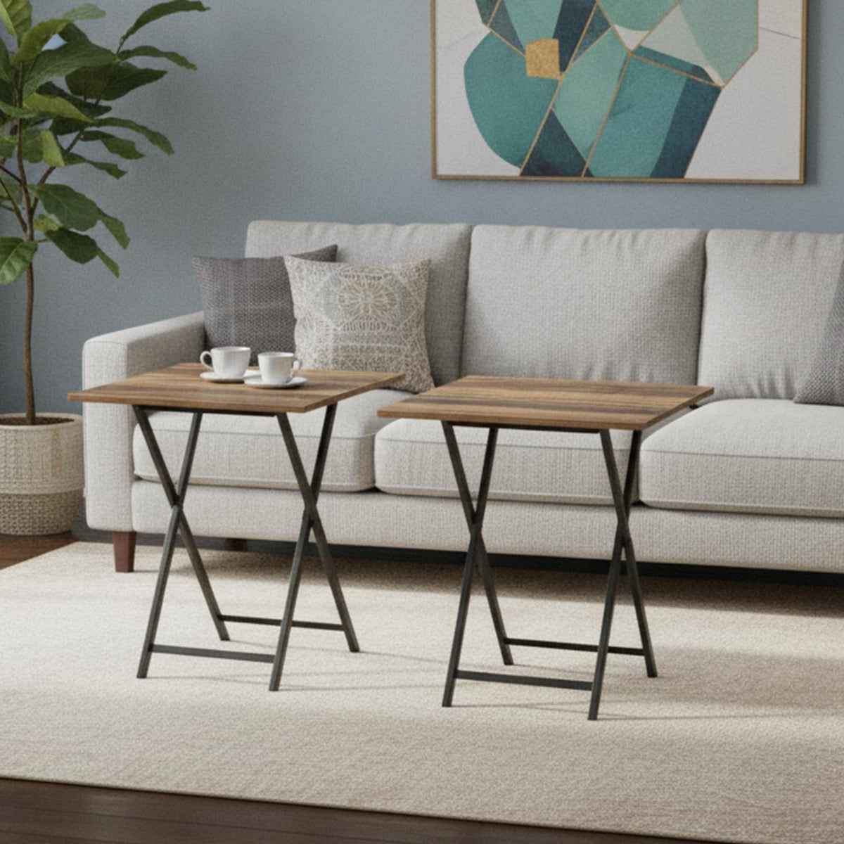 Set of 4 Foldable TV Trays Snack Tray Table Sofa Side Table Small Space