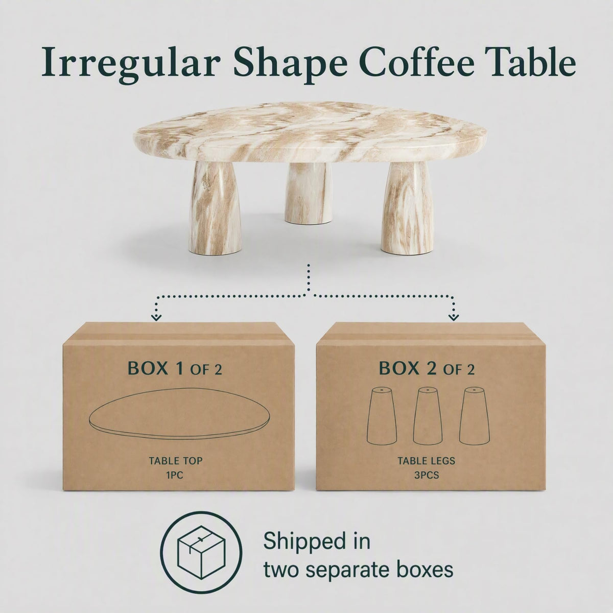 Triangular Marble-Look Coffee Table