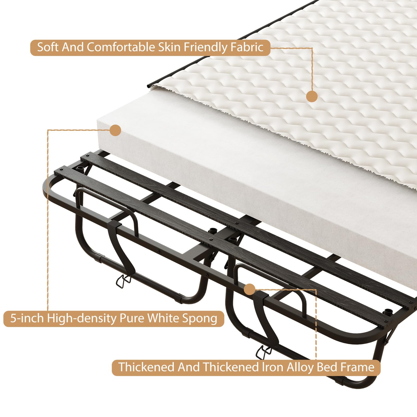Extra Large Folding Bed with Memory Foam Mattress