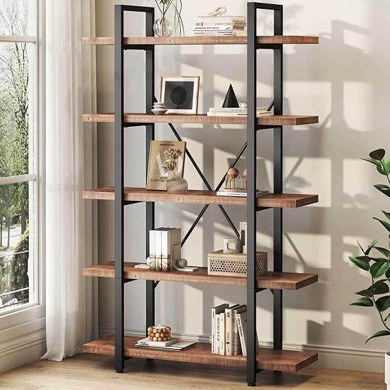 6-Tier Solid Wood Bookshelf