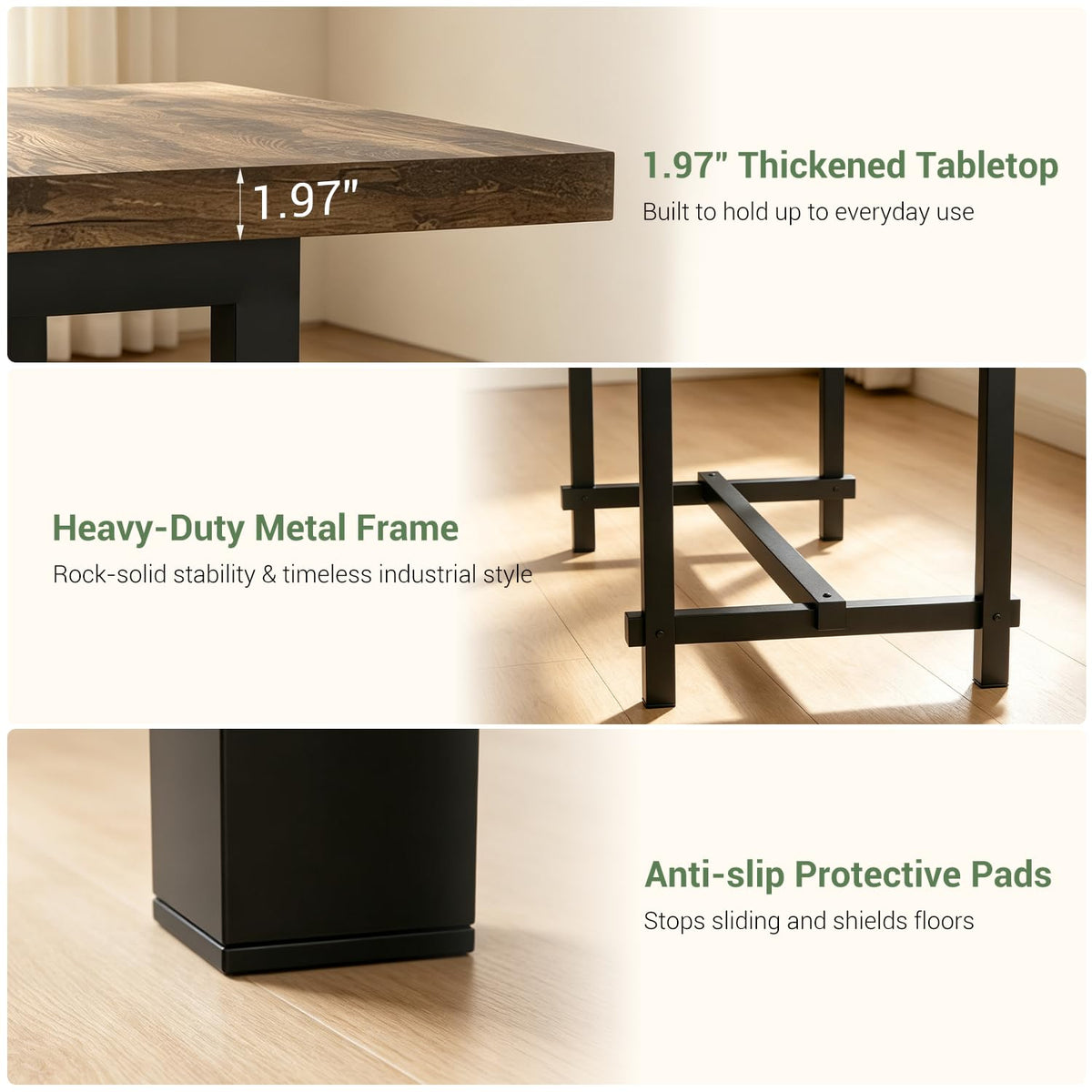 70.8" Dining Table Set with 2 Benches, Farmhouse Kitchen Table Set for 4-6
