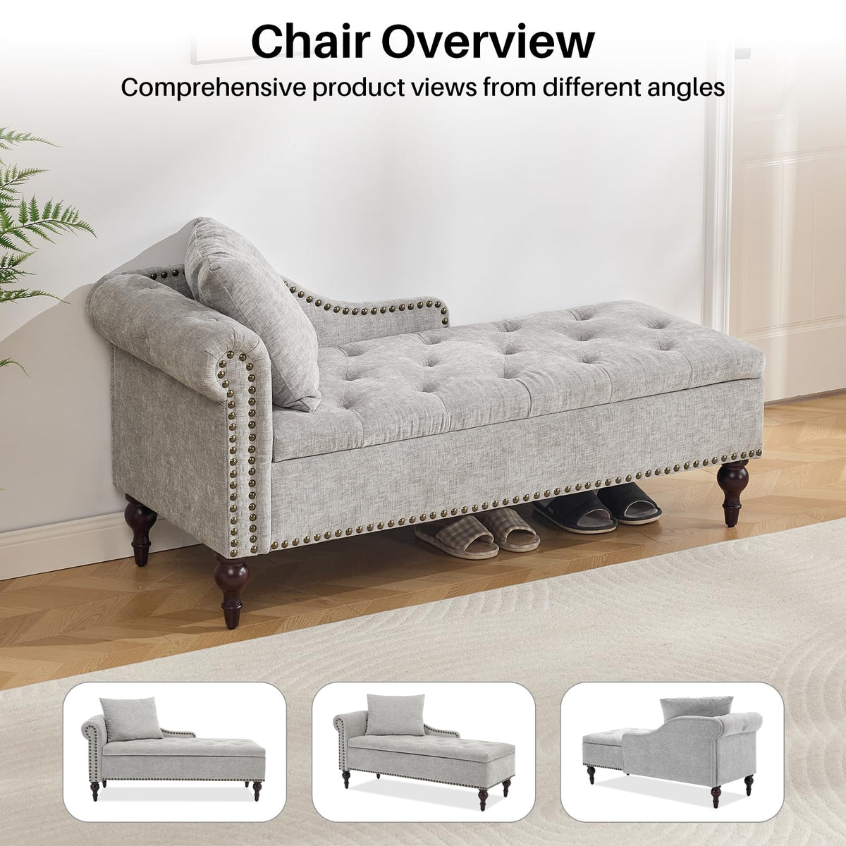Velvet Storage Chaise Lounge