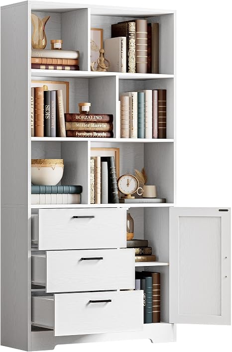 Tall Bookcase with Doors & Drawers