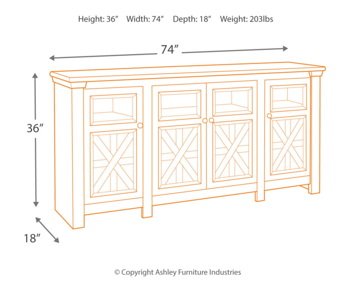 Signature Design by Ashley TV Stand, 74" Farmhouse, White/Weathered Gray