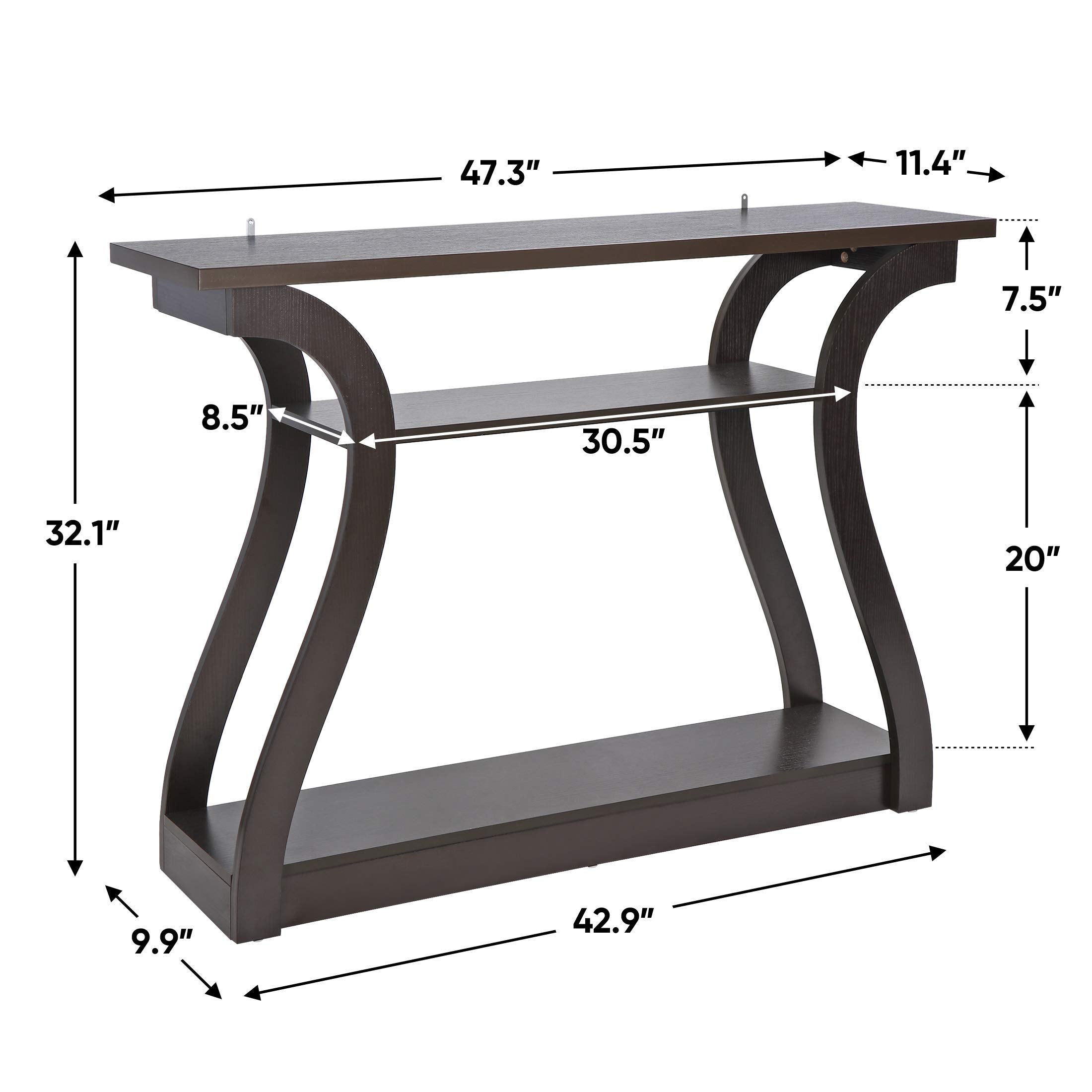 3-Tier Console Table with Curved Legs
