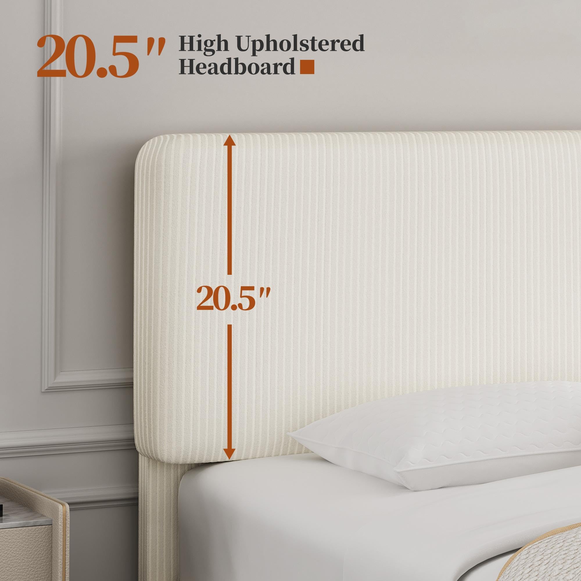 Upholstered Platform Bed Frame with Adjustable Headboard