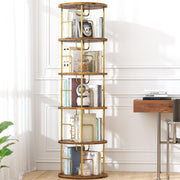 5-Tier 360° Rotating Bookshelf Tower, Floor Standing Swivel Bookcase