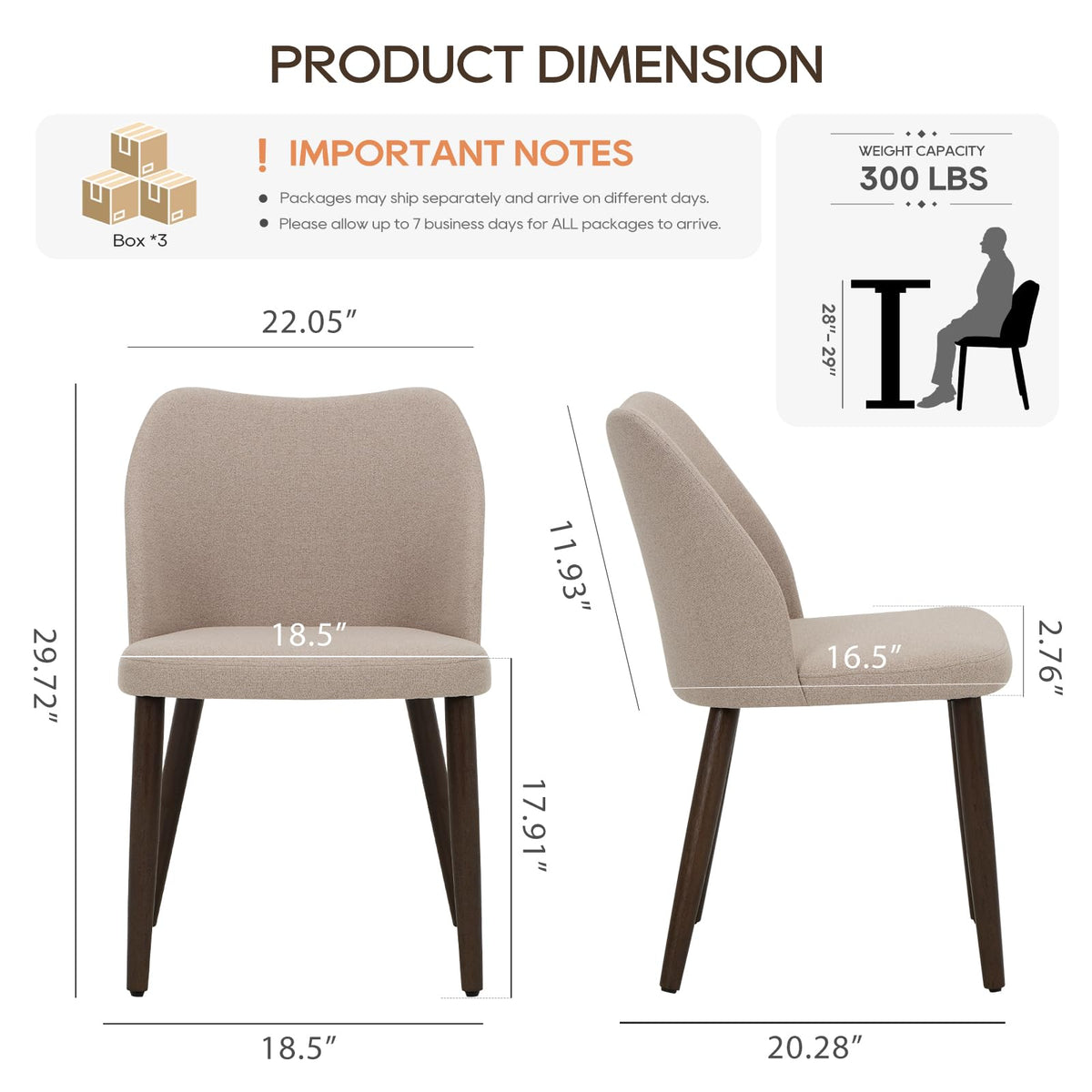 Camel Upholstered Dining Chairs, Set of 6