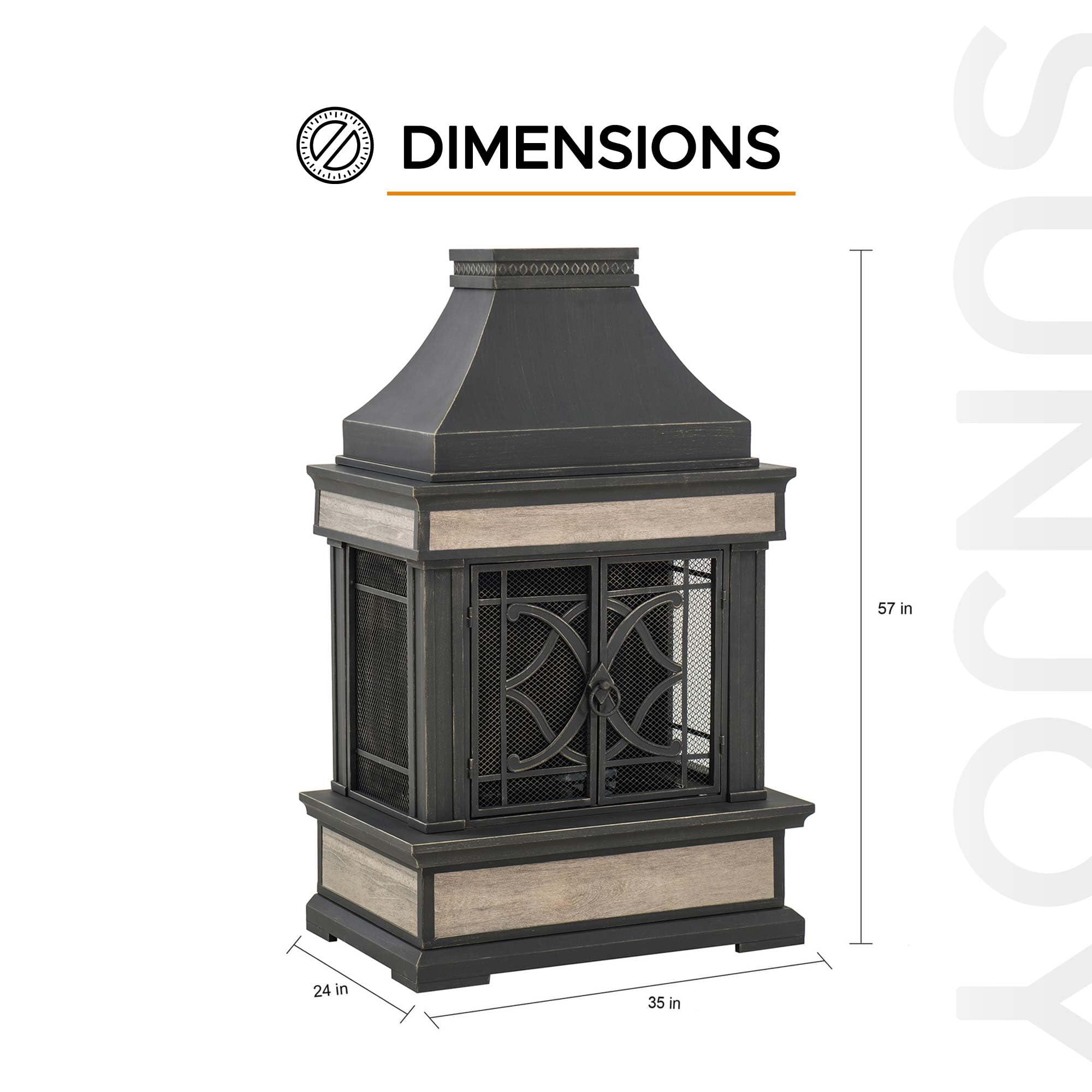 Outdoor Wood-Burning Fireplace with Chimney & Ceramic Tile