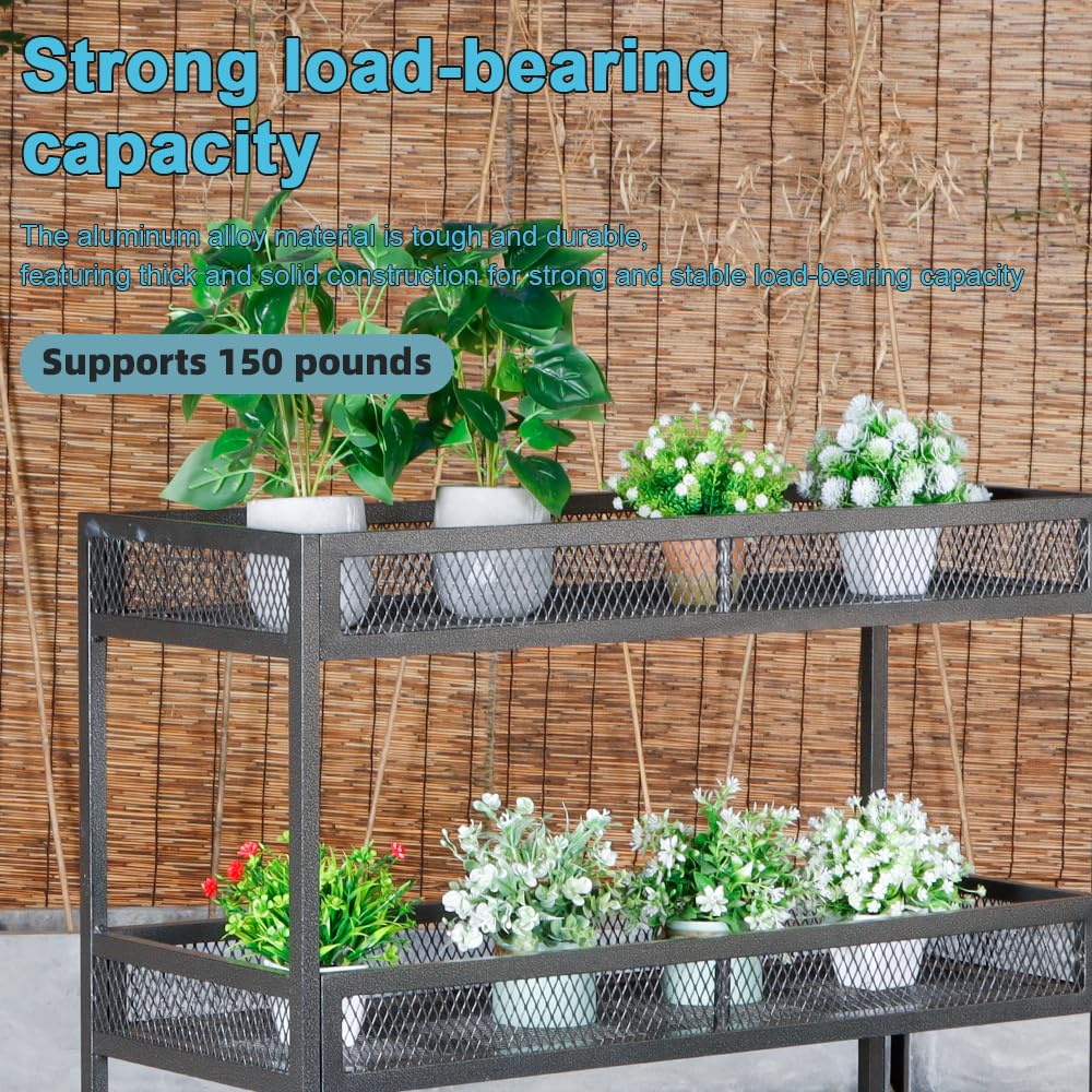 DHYGOTFUR Heavy-Duty Plant Stand Outdoor Aluminum with Wheels