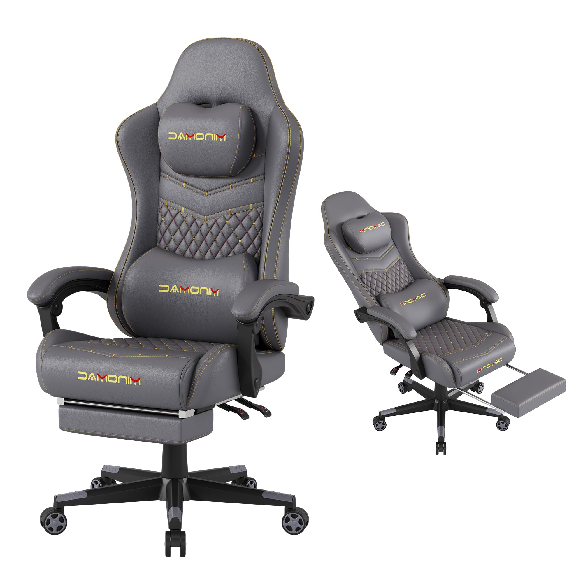 Ergonomic Gaming Chair with Retractable Footrest