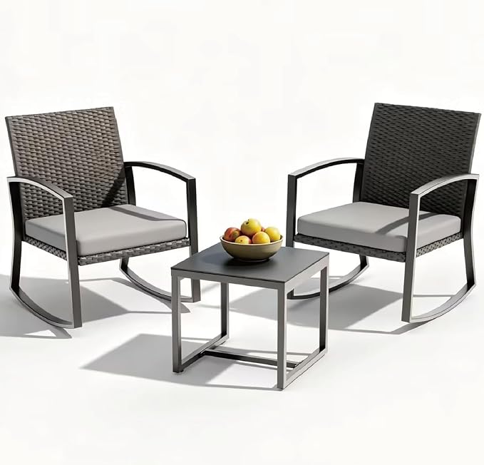 3-Piece Wicker Rocking Patio Set
