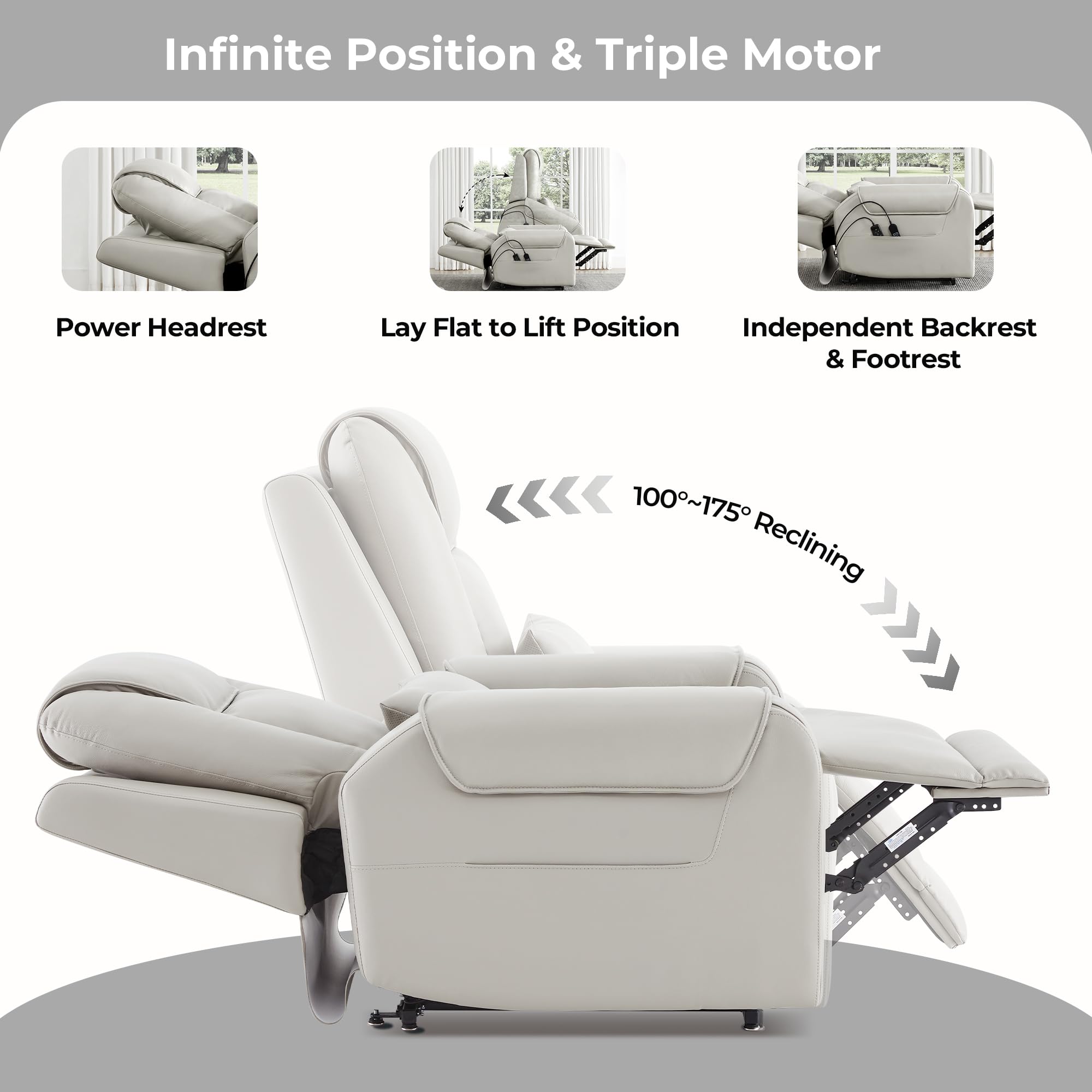 Power Lift Recliner Chair with Massage, Heat & Triple Motor