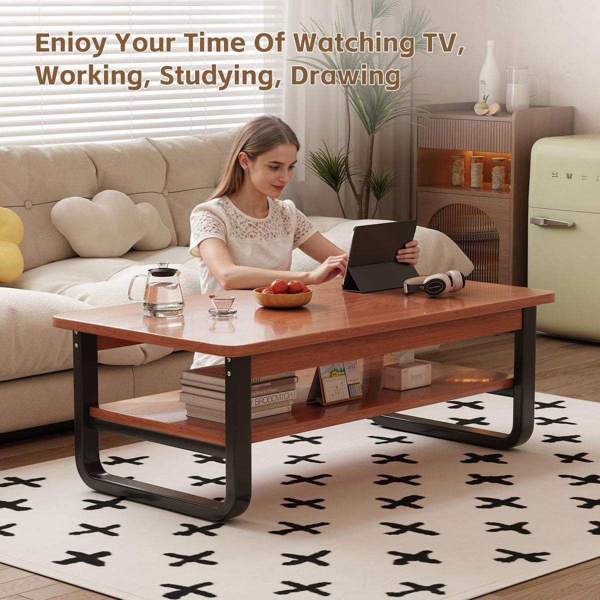 Two-Tier Coffee Table with Rounded Corners