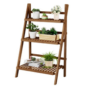 Ladder Shelf, Foldable Plant Shelf Stand, 3-Tier Bamboo Bookshelf, 39.4In