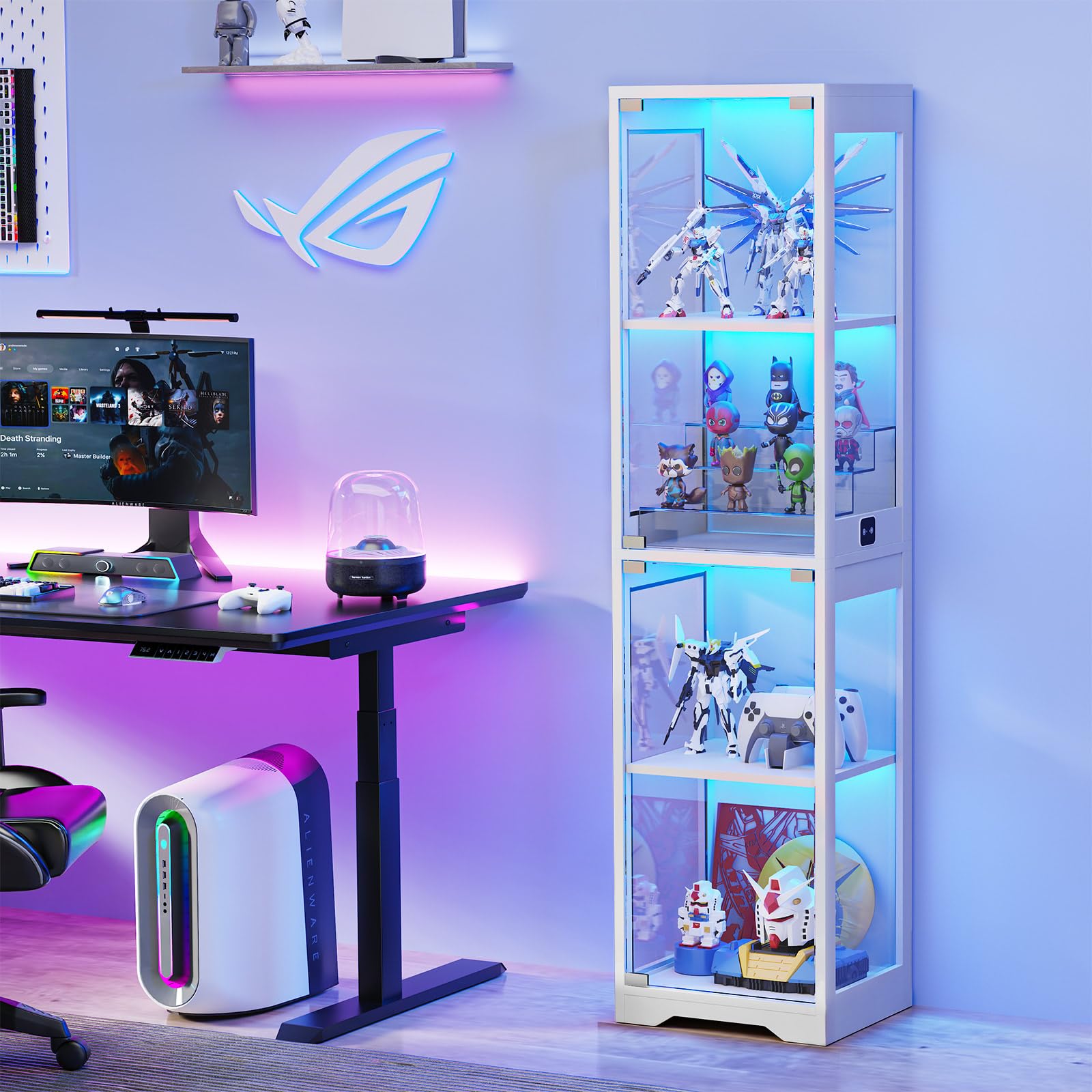 63" Glass Display Cabinet with 3-Color LED Lights