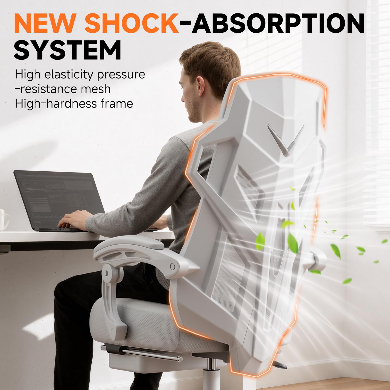 Ergonomic Mesh Gaming Chair with Footrest