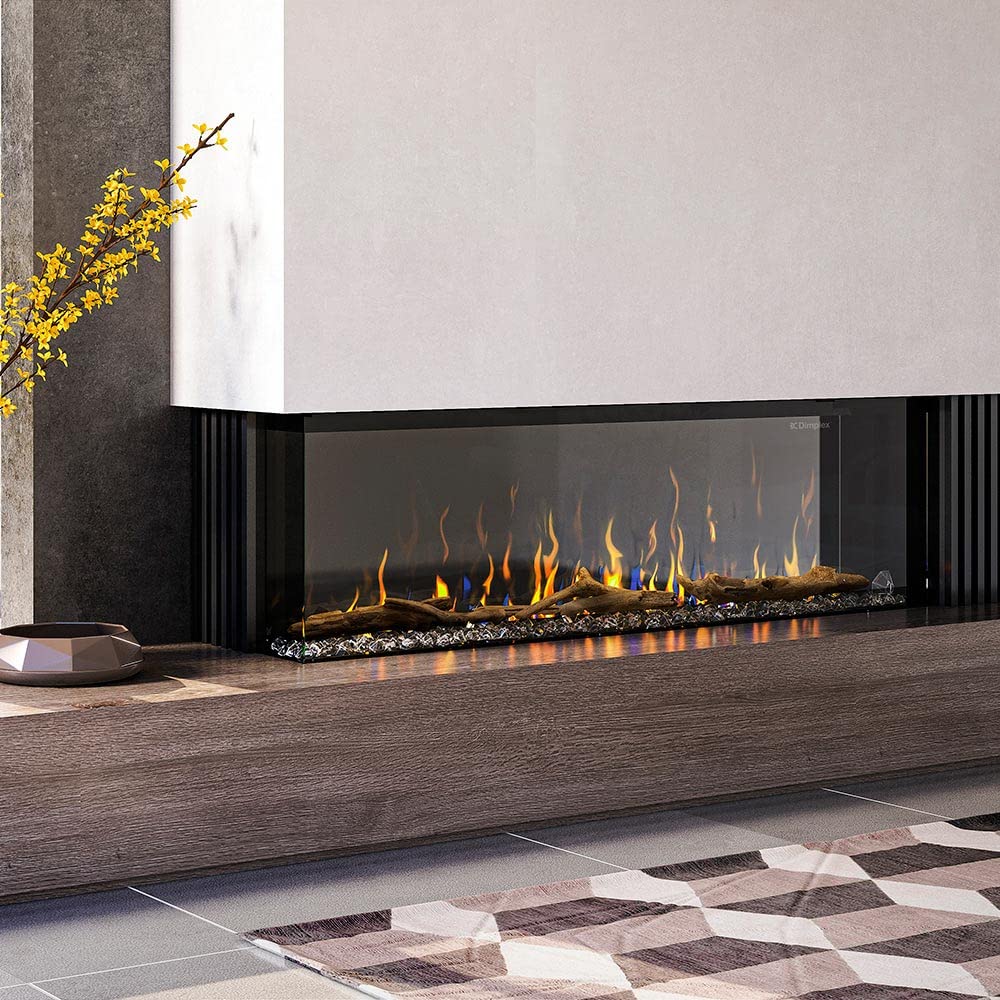 Dimplex IgniteXL Bold 60-in Built-in Linear Modern Electric Fireplace with Multiple Display Options, Multi-Colored Flames | with Crystals and Driftwood Logset, Model: XLF6017-XD