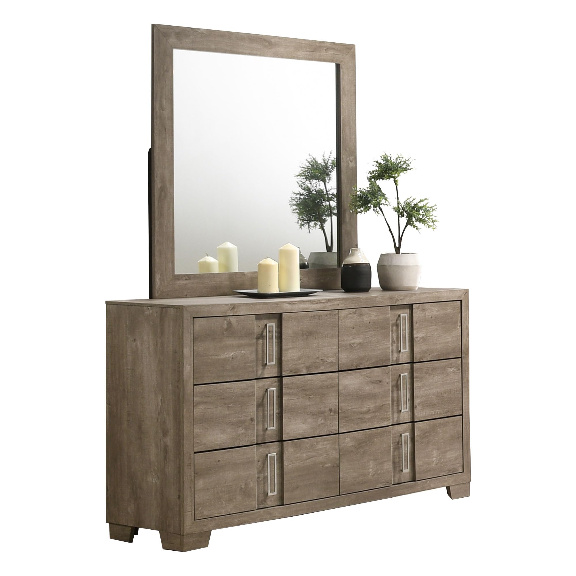 Farmhouse 6-Piece Bedroom Set with LED Headboard