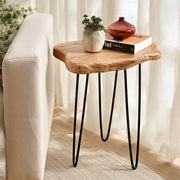 WELLAND Live Edge Cedar End Table with Hairpin Legs, 20.5" H