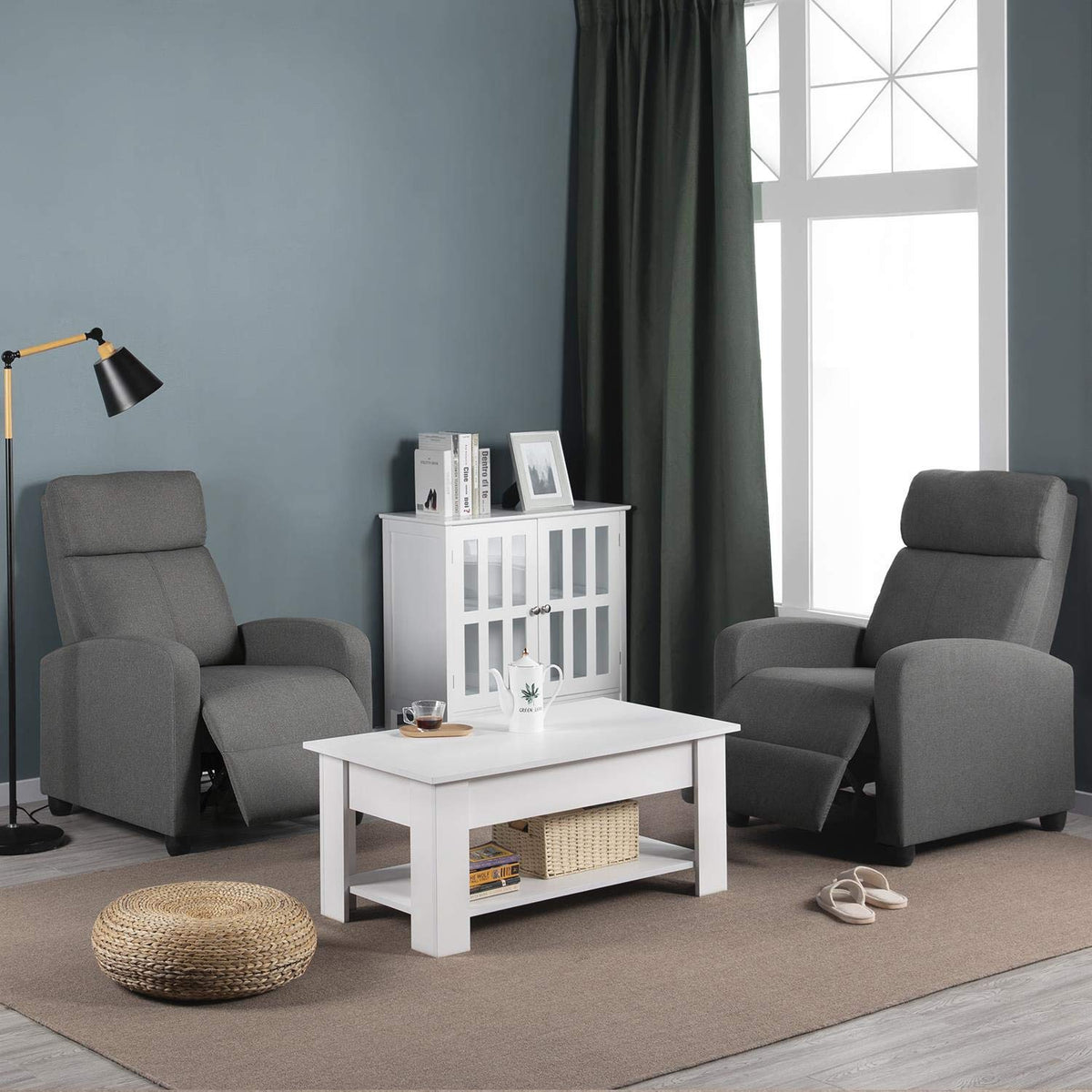 Yaheetech Home Theater Seating Fabric Recliner Chair Gray