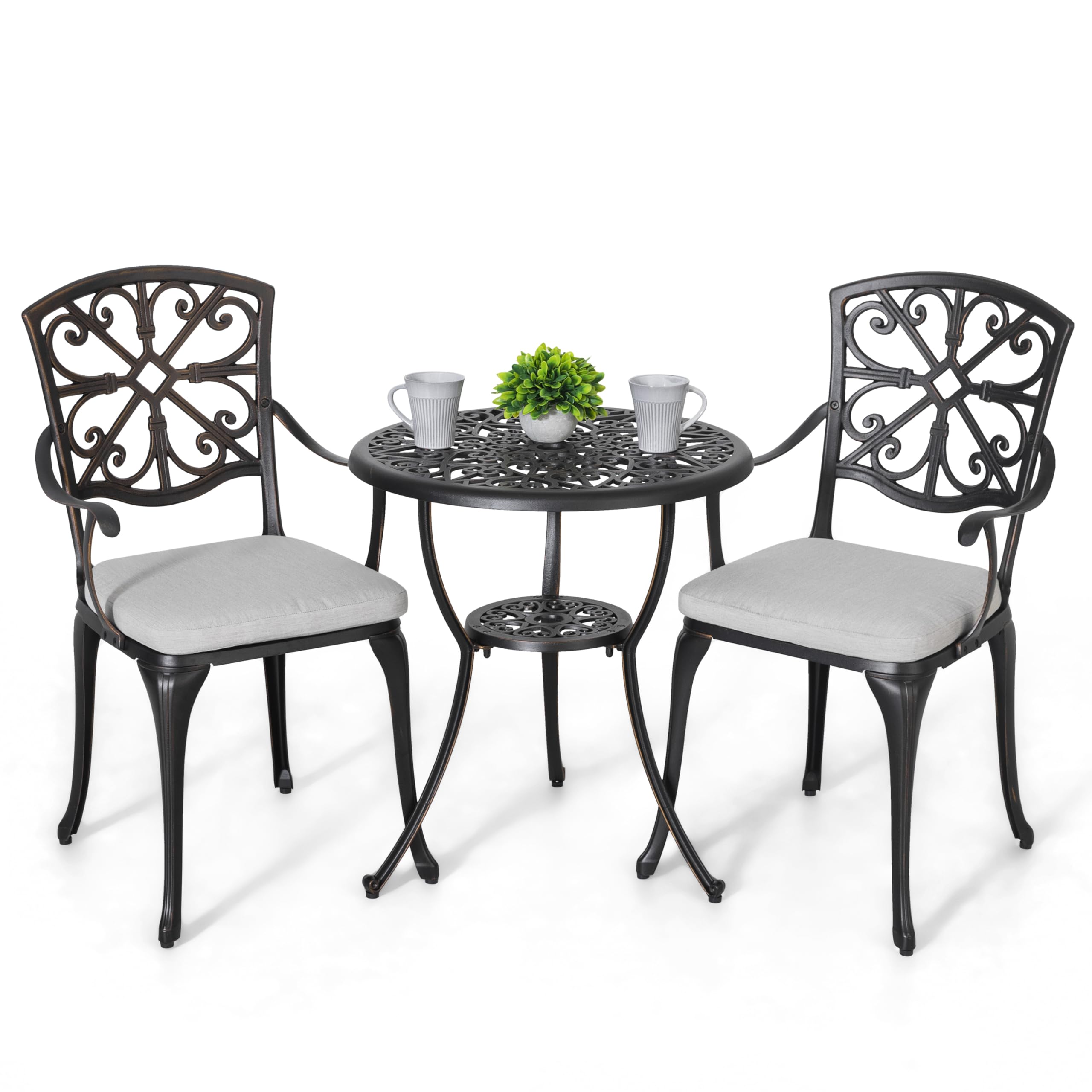 3-Piece Cast Aluminum Patio Bistro Set