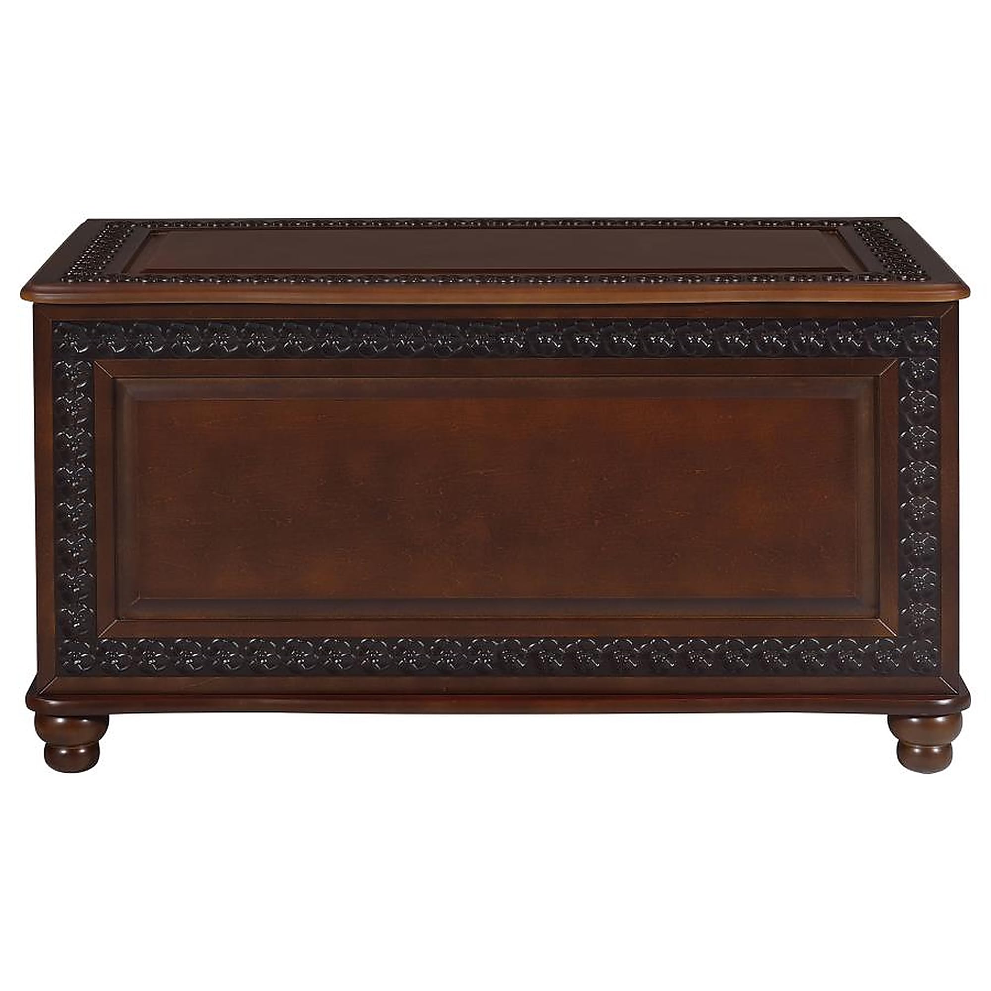 CARTESIAN Traditional Cedar Storage Chest, Dark Tobacco Finish, Cedar-Lined Interior with Safety Hinge, Carved Detailing, 40 x 18.5 Inches, Blanket and Linen Storage