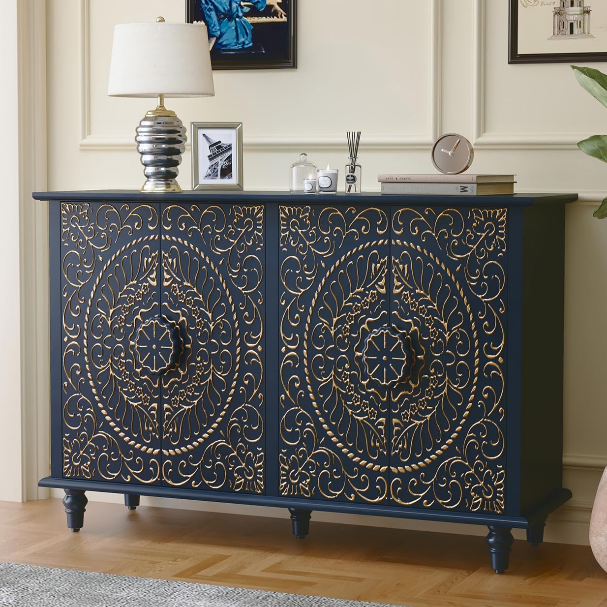 Decorative Accent Sideboard Buffet Cabinet with 4 Doors