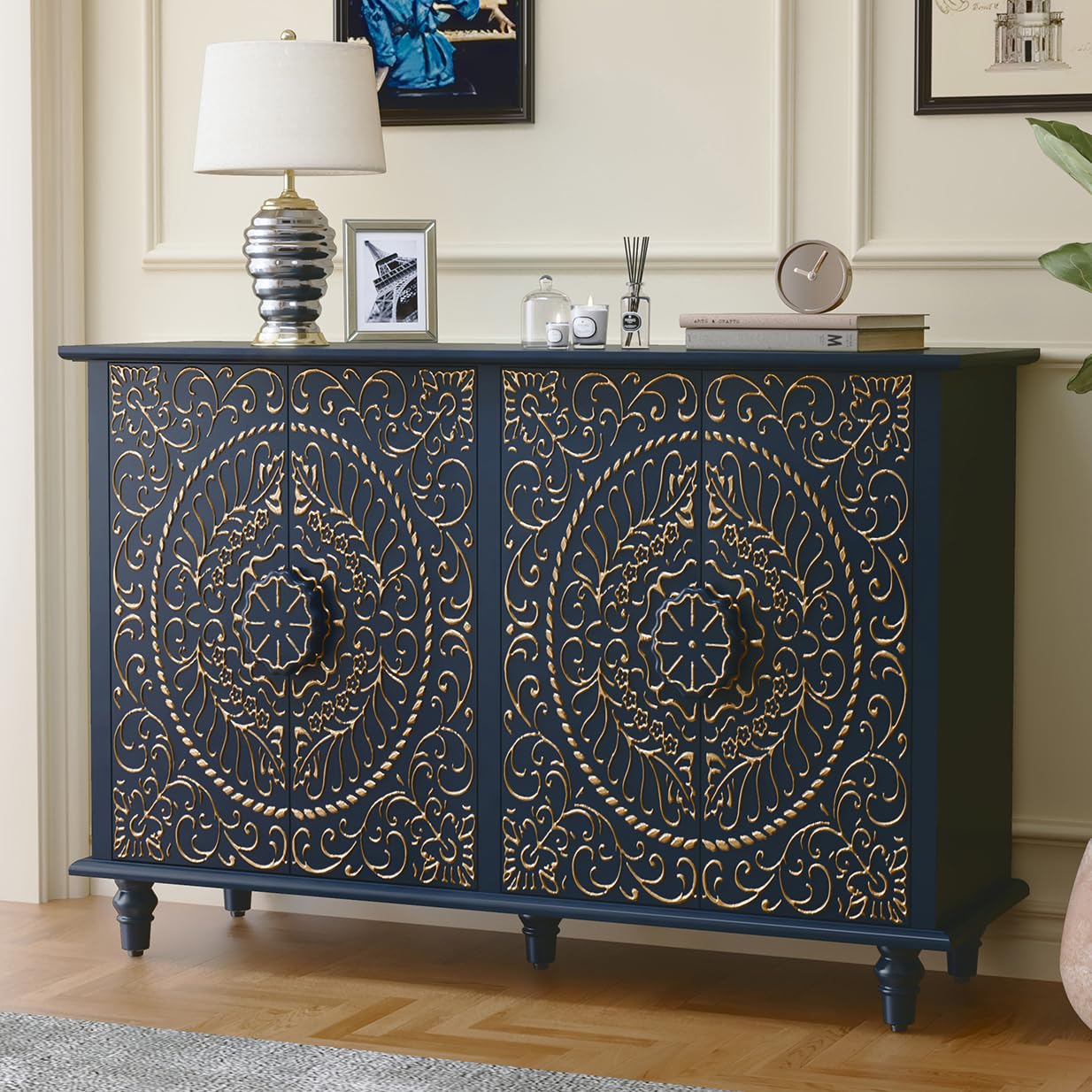 Decorative Accent Sideboard Buffet Cabinet with 4 Doors