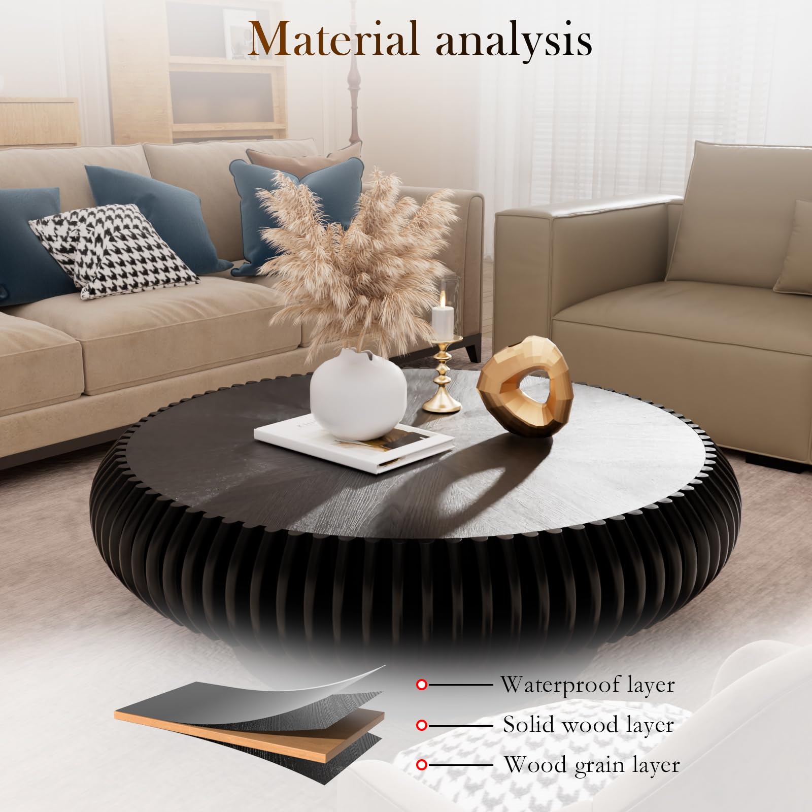 Round Fluted Drum Coffee Table