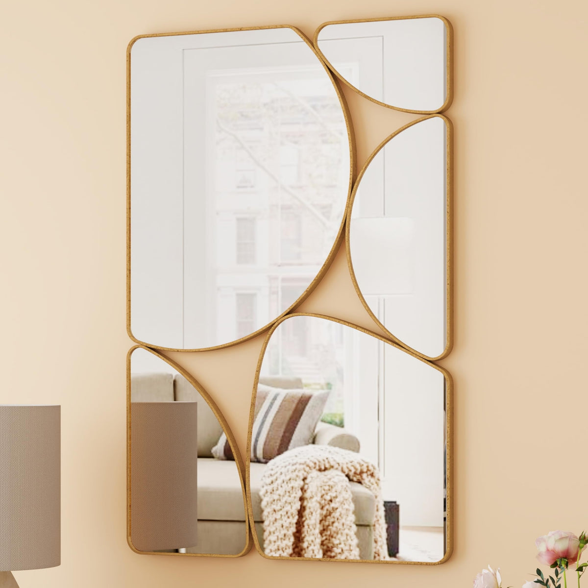 Antique Gold Abstract Wall Mirror